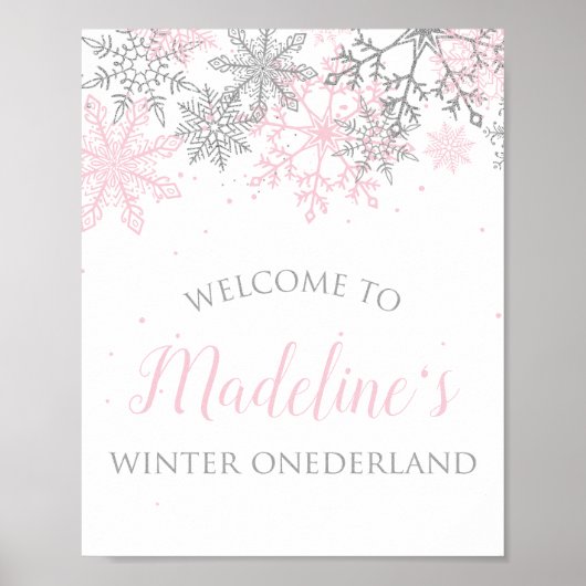 Winter ONEderland sneeuwvloke Welkomstteken Poster (Voorkant)