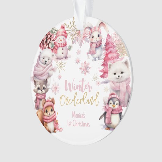 Winter onederland sneeuwvlokken eerste Kerstmis Ornament (voorkant)