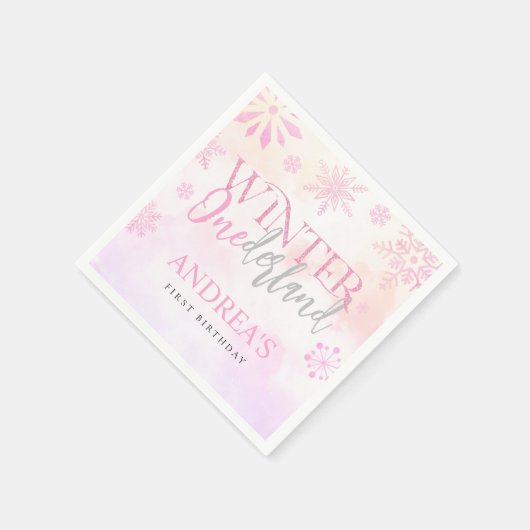 Winter ONEderland Sneeuwvlokken Meisje 1e Verjaard Servet (Hoek)