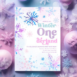 Winter Onederland Sneeuwvlokken Meisje Eerste Verj Kaart