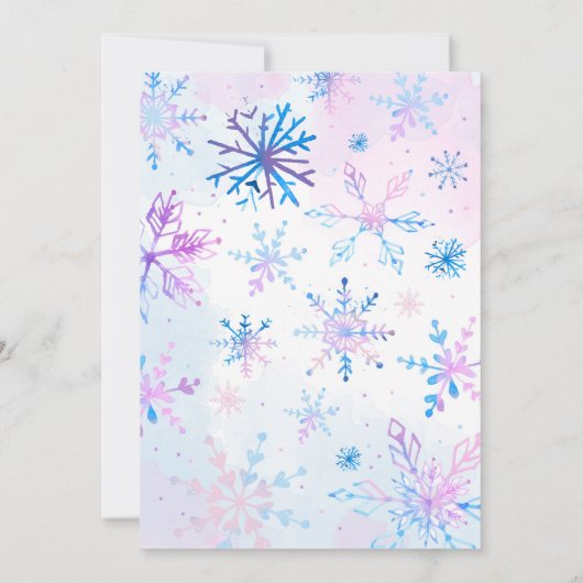 Winter Onederland Sneeuwvlokken Meisje Eerste Verj Kaart (Achterkant)