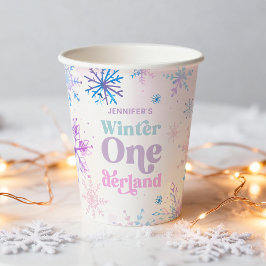 Winter Onederland Sneeuwvlokken Meisje Sneeuw Verj Papieren Bekers