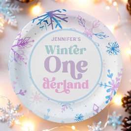 Winter Onederland Sneeuwvlokken Meisje Sneeuw Verj Papieren Bordje