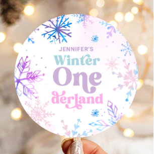 Winter Onederland Sneeuwvlokken Meisje Sneeuw Verj Ronde Sticker
