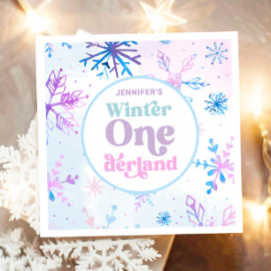 Winter Onederland Sneeuwvlokken Meisje Sneeuw Verj Servet