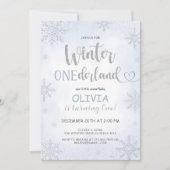 Winter Onederland Sneeuwvlokken Verjaardag Uitnodi Kaart (Voorkant)