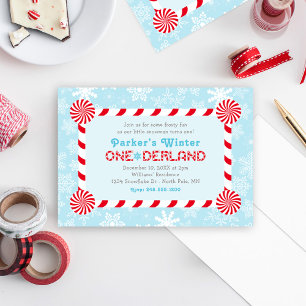Winter ONEderland Snoepstok Verjaardagsfeestje Kaart