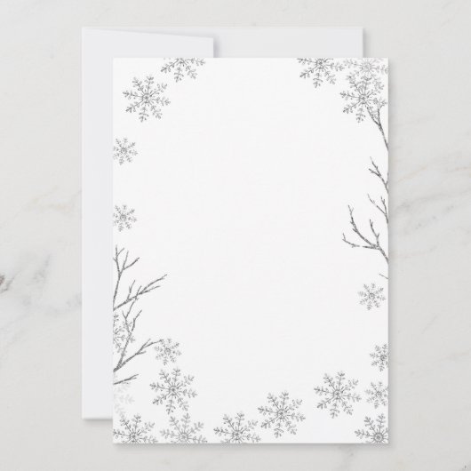 Winter ONEderland Snow Birthday Invite Gray Kaart (Achterkant)