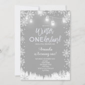 Winter ONEderland Snow Birthday Invite Snow Kaart (Voorkant)