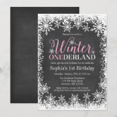 Winter ONEderland Snow Chalkboard 1st verjaardag Kaart (Voorkant / Achterkant)