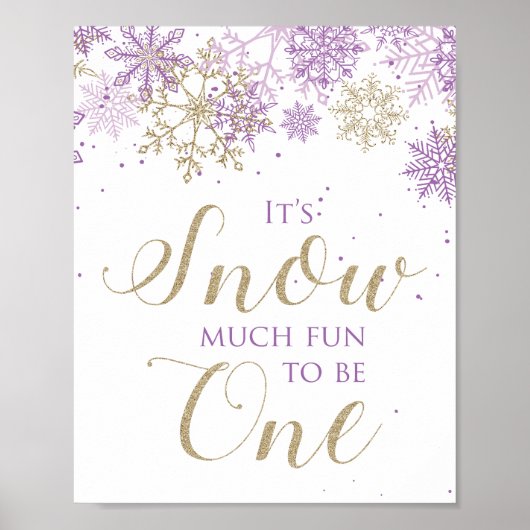 Winter Onederland Snow Much Fun to be One Sign Poster (Voorkant)