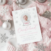 Winter ONEderland Snow Wereldbol eerste verjaardag Kaart