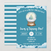 Winter ONEderland, Snow Wereldbol Kinderen verjaar Kaart (Voorkant / Achterkant)