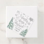 Winter ONEderland Snow Winter Forest 1e verjaardag Bedankjes Labels (In situ)