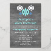 Winter Onederland Snowflake 1e verjaardag Folie Uitnodiging (Voorkant)