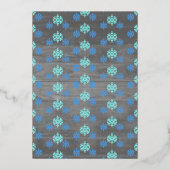 Winter Onederland Snowflake 1e verjaardag Folie Uitnodiging (Achterkant)