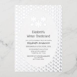 Winter Onederland Snowflake 1e verjaardag Folie Uitnodiging