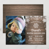 Winter Onederland Snowflake 1e verjaardag Kaart (Voorkant / Achterkant)