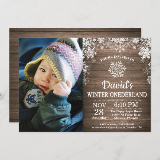 Winter Onederland Snowflake 1e verjaardag Kaart (Voorkant / Achterkant)