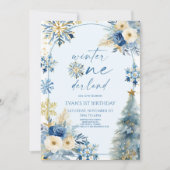 Winter Onederland Snowflake 1e verjaardag Kaart (Voorkant)