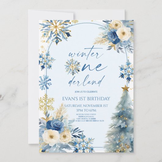 Winter Onederland Snowflake 1e verjaardag Kaart (Voorkant)