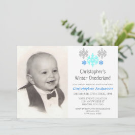 Winter Onederland Snowflake 1e verjaardag Kaart