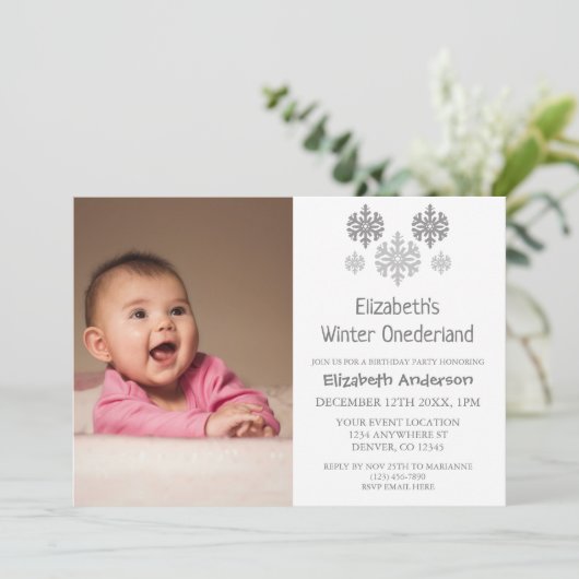 Winter Onederland Snowflake 1e verjaardag Kaart (Staand voorkant)