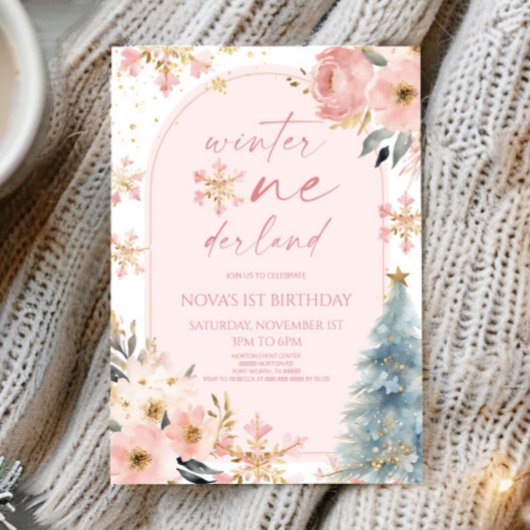 Winter Onederland Snowflake 1e verjaardag Kaart