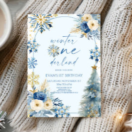 Winter Onederland Snowflake 1e verjaardag Kaart