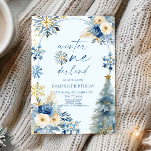 Winter Onederland Snowflake 1e verjaardag Kaart