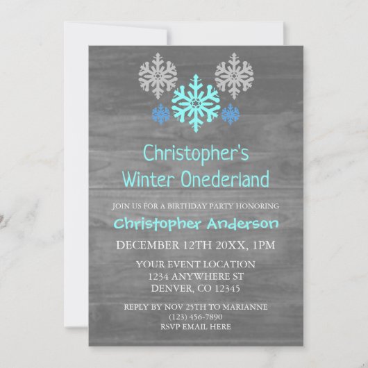 Winter Onederland Snowflake 1e verjaardag Kaart (Voorkant)
