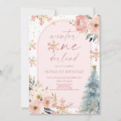 Winter Onederland Snowflake 1e verjaardag Kaart (Voorkant)