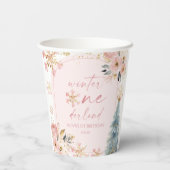 Winter Onederland Snowflake 1e verjaardag Papieren Bekers (Achterkant)