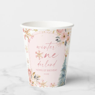 Winter Onederland Snowflake 1e verjaardag Papieren Bekers