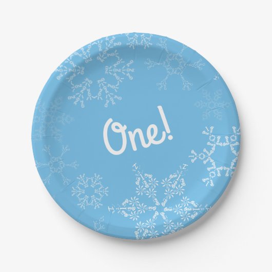Winter Onederland Snowflake 1e verjaardag Papieren Bordje (Voorkant)