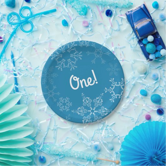 Winter Onederland Snowflake 1e verjaardag Papieren Bordje (Feest)