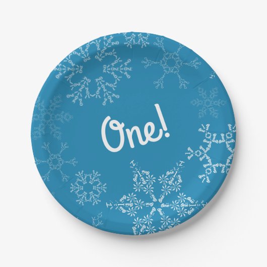 Winter Onederland Snowflake 1e verjaardag Papieren Bordje (Voorkant)