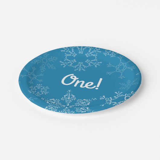 Winter Onederland Snowflake 1e verjaardag Papieren Bordje (Gekanteld)