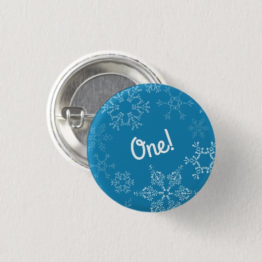 Winter Onederland Snowflake 1e verjaardag Ronde Button 3,2 Cm (Voorkant /achterkant)