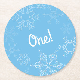 Winter Onederland Snowflake 1e verjaardag Ronde Kartonnen Onderzetter