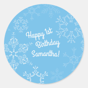 Winter Onederland Snowflake 1e verjaardag Ronde Sticker