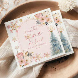 Winter Onederland Snowflake 1e verjaardag Servet