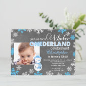 Winter ONEderland Snowflake 1st Birthday Invite Kaart (Staand voorkant)