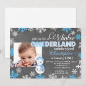Winter ONEderland Snowflake 1st Birthday Invite Kaart (Voorkant / Achterkant)