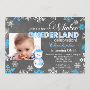 Winter ONEderland Snowflake 1st Birthday Invite Kaart