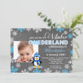 Winter ONEderland Snowflake 1st Birthday Invite Kaart (Staand voorkant)