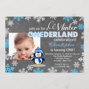 Winter ONEderland Snowflake 1st Birthday Invite Kaart