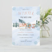 Winter Onederland Snowflake Animal Birthday Kaart (Staand voorkant)