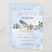 Winter Onederland Snowflake Animal Birthday Kaart (Voorkant / Achterkant)