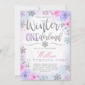 Winter ONEderland Snowflake Birthday Uitnodiging (Voorkant)